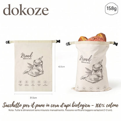 Borsa del pane in cera d'api biologica – 100% cotone