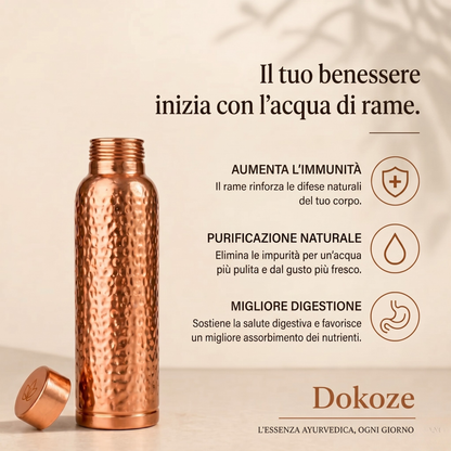 Borraccia in Rame – Dokoze™ | Acqua Purificata Naturalmente, Senza Plastica